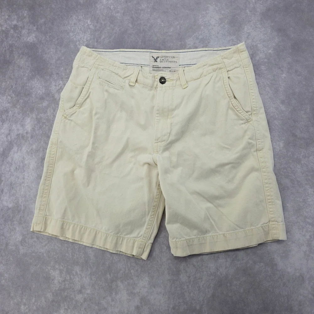 American Eagle Outfitters Chino Shorts Mens 38W Classic Length Cream Fits 40W